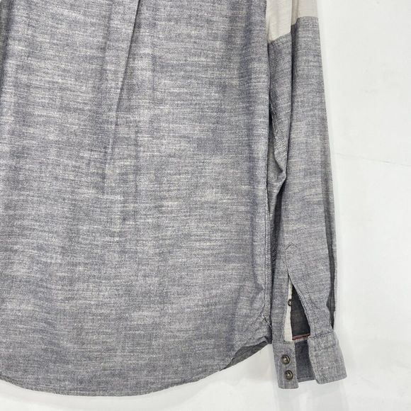 Mens Shirt Small Cotton Gray Color Block Button Up Long Sleeve Jeffrey Max - Picture 16 of 16